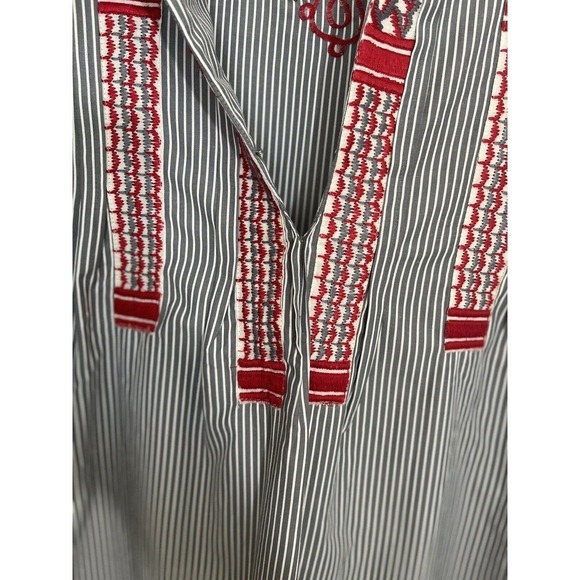 Striped Embroidered Blouse - Red and Black - Picture 5 of 9